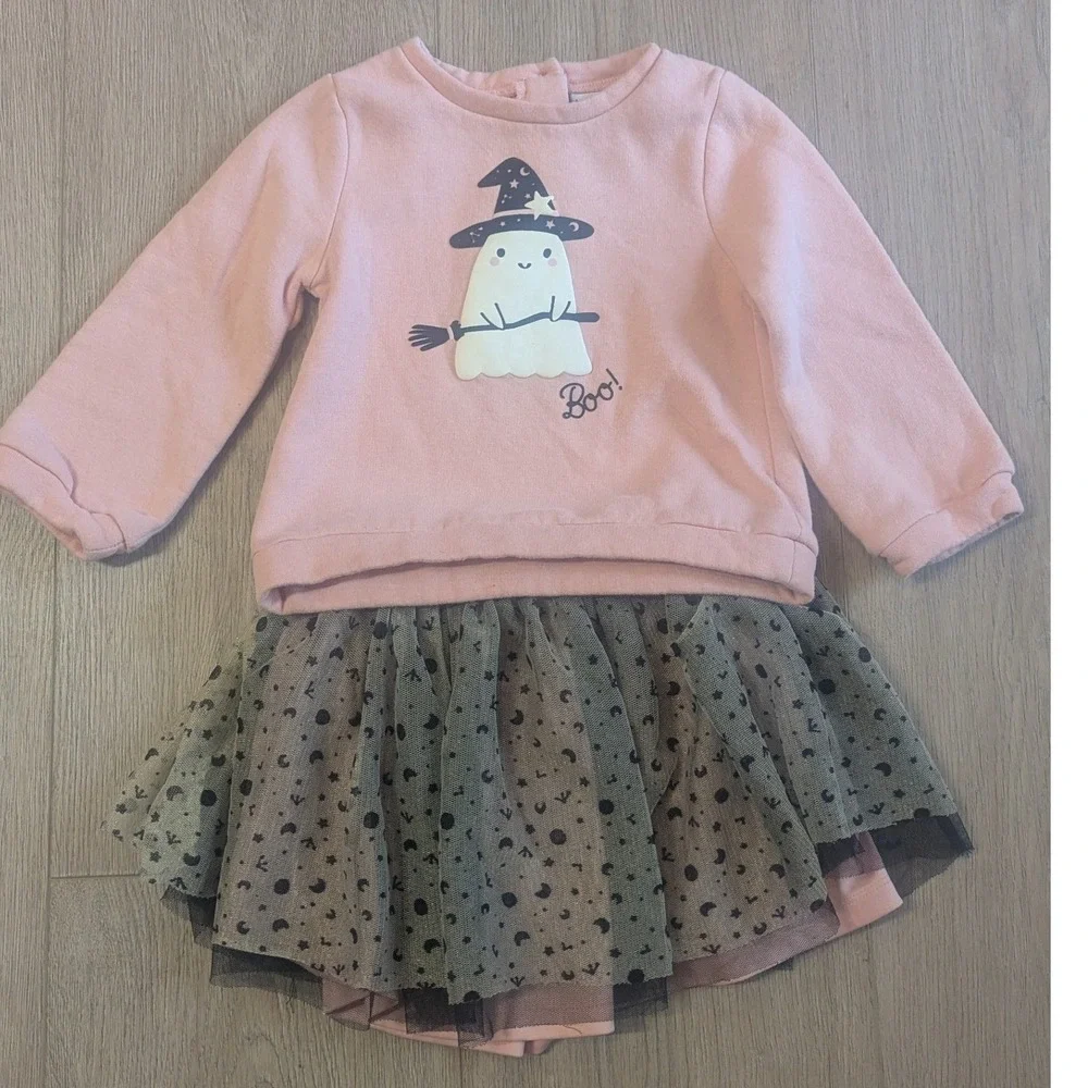Nicole Miller New York Toddler Halloween Ghost Witch Tutu Skirt Set Girls 3T